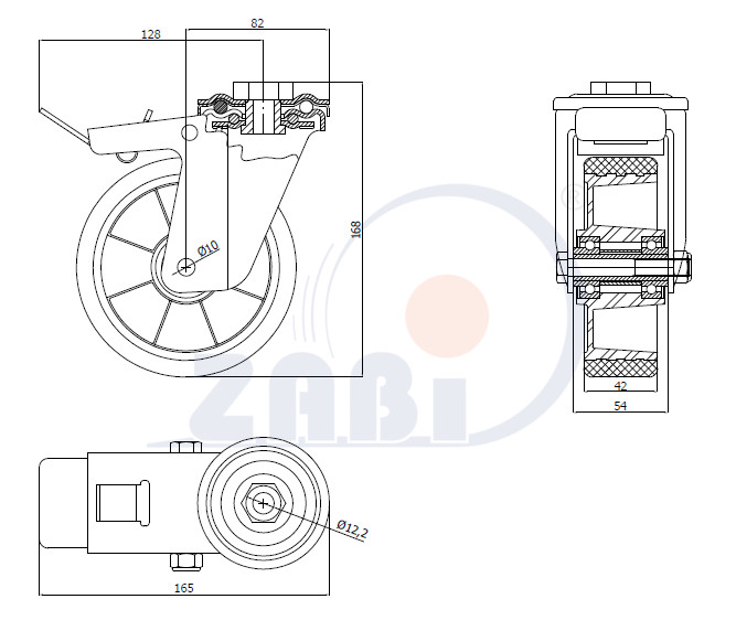 Polyuretánové koleso 125 mm otočná vidlica