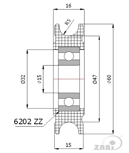 Kladka plastová s ložiskom 60 mm