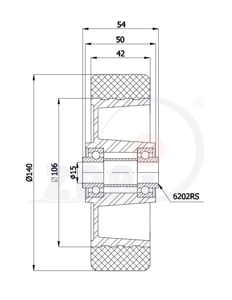 Koleso s polyuretánovým behúňom ZABI 140 mm