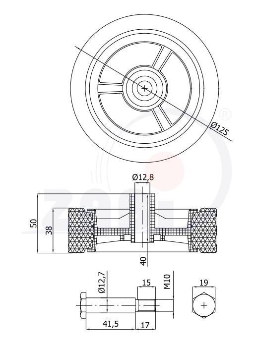 Univerzálne koleso pre záhradnú kosačku 125 mm ZABI